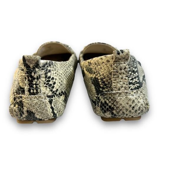 SAME EDELMAN Beige & Black Leather Reptile Embossed Driving Loafers SZ 7M - Picture 4 of 11